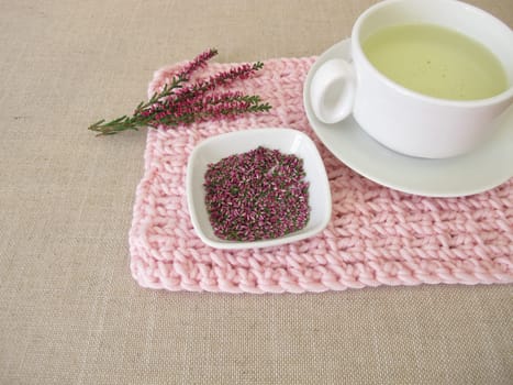 Herbal tea from dried heather flowers