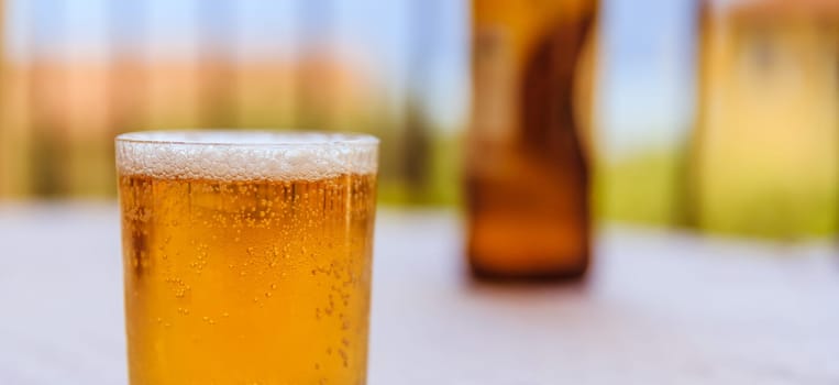 Enjoying a glass of beer in the holidays, Italy
