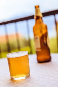 Enjoying a glass of beer in the holidays, Italy