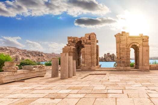 Philae Temple arch ruins, Aswan, upper Egypt.