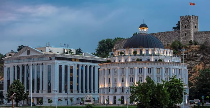 The captivating cityscape of capital of North Macedonia - Skopje. Traveling concept background..