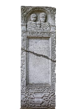 The old roman tombstones with reliefs from Nis, Serbia. Isolated