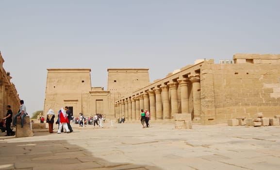 Low angle view of Temple of Isis on Philae Island in Egypt. Photo taken on February 24, 2007.