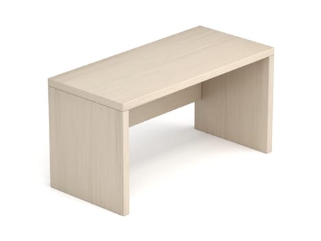 Wooden desk on white background