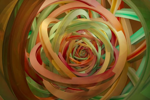 3d illustration. Abstract 3d rendering of twisted lines. Modern background design