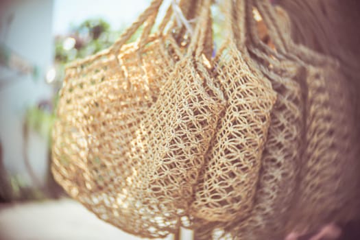 Store of Open Weave Straw Market Tote Beach Bag and packaging