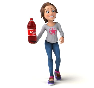 Fun 3D illustration of a cartoon teenage girl