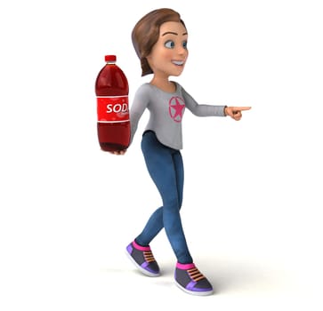 Fun 3D illustration of a cartoon teenage girl