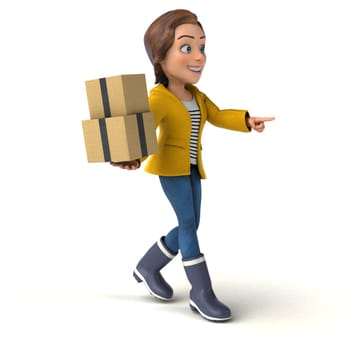 Fun 3D illustration of a cartoon teenage girl