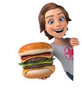 Fun 3D illustration of a cartoon teenage girl