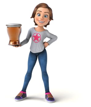 Fun 3D illustration of a cartoon teenage girl