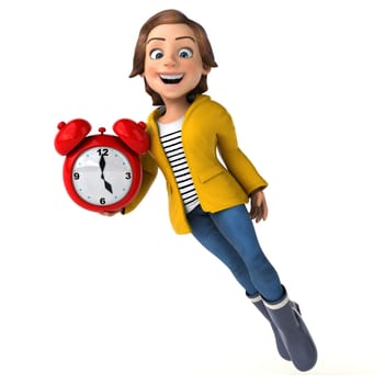 Fun 3D illustration of a cartoon teenage girl