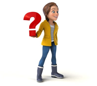 Fun 3D illustration of a cartoon teenage girl