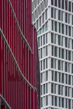 Facades of modern skyscrapers in the city center of Frankfurt am Main