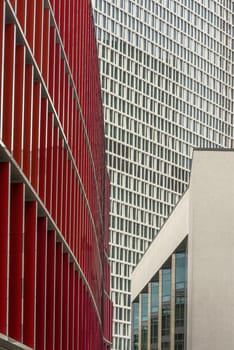 Facades of modern skyscrapers in the city center of Frankfurt am Main