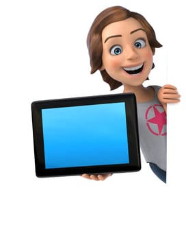 Fun 3D illustration of a cartoon teenage girl