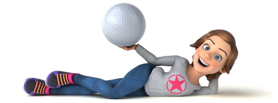 Fun 3D illustration of a cartoon teenage girl