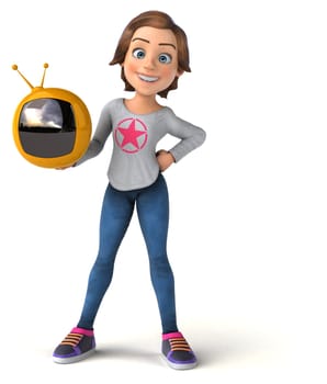 Fun 3D illustration of a cartoon teenage girl