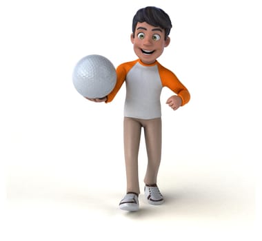 Fun 3D cartoon Asian teenager .