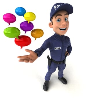 Fun 3D illustration of a cartoon Police Officer