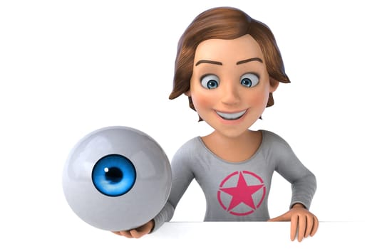 Fun 3D illustration of a cartoon teenage girl