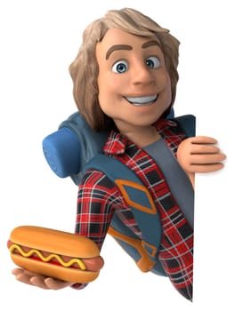 Fun backpacker cartoon guy
