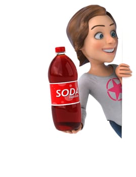 Fun 3D illustration of a cartoon teenage girl