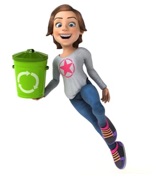 Fun 3D illustration of a cartoon teenage girl