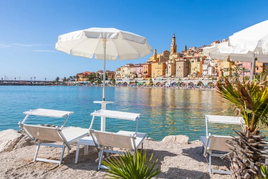 Menton, France - circa August 2021: view of the French Riviera, named the Coast Azur, located in the South of France.