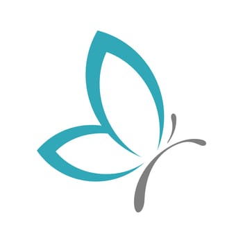 Teal Color Wings Butterfly Logo Template design