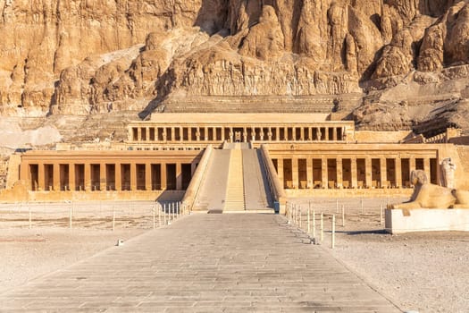 Beautiful Hatshepsut Temple, main facade view, Luxor Egypt