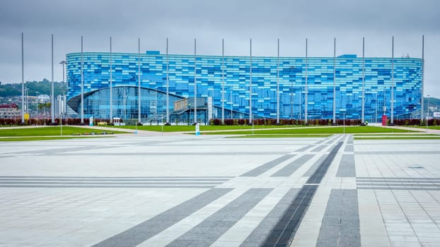 sochi, Adler, Russia, April 14, 2016: View of Ice Palace "Iceberg"" in Olympic Park in Sochi after the Winter Olympics of 2015"