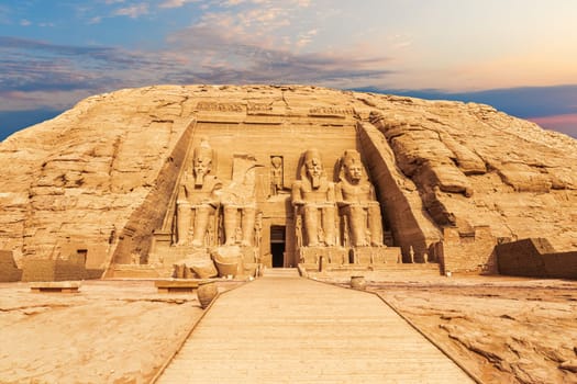 Abu Simbel Temple main entrance view, Egypt.