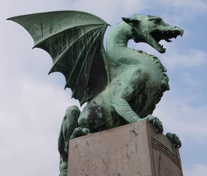 Dragon Sculpture on Ljubljana's famous Dragon Brdige, 2020