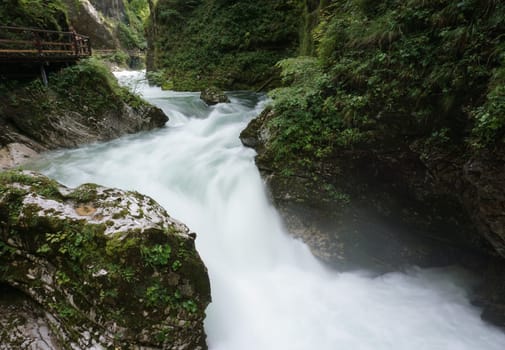 Raging waters on long exposure at Vintgar Gorge in Bled, Slovenia 2020