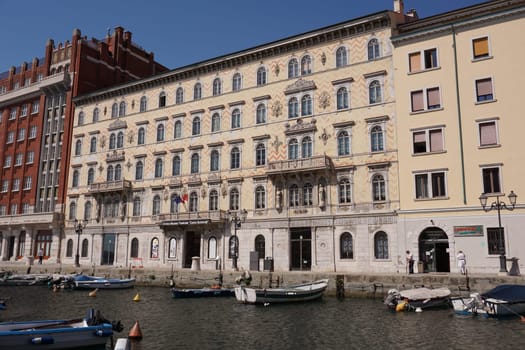 View on a beautiful building on the Grand Canal of Triest, Italy 2020