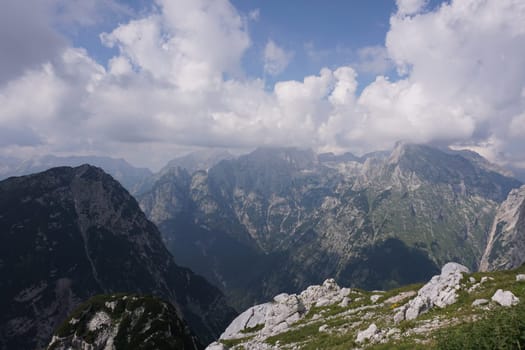 Amazing view from a mountain hut close to Mount Triglav, Slovenia 2020