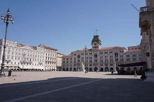 Main square of Trieste with it's town hall, Italy 2020