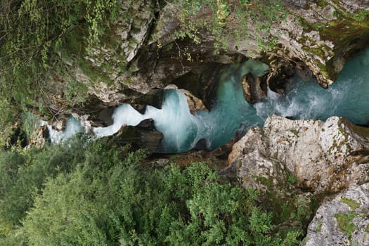 Amazing view on a canyon of the Soca River, Slovenia 2020