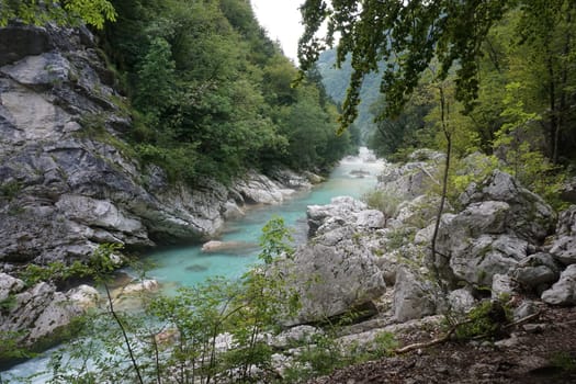 A tranquil part of the Soca River, Slovenia 2020