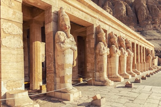 Osiride statues of Hatshepsut Temple, Luxor, Egypt.