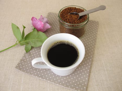 A cup of instant coffee from soluble bean coffee