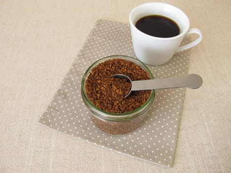 A cup of instant coffee from soluble bean coffee