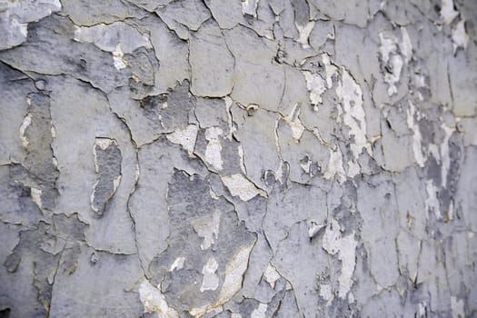Detail of old damaged and ruined paint, abandonment and passage of time