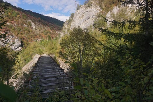 Wooden train tracks on the Ciro trail from Sarajevo to Pale, Bosnia 2020