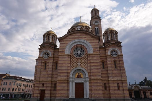 Front view of the Cathedral of Christ the Savior, Banja Luka 2020