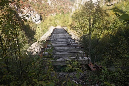 Wooden train tracks on the Ciro trail from Sarajevo to Pale, Bosnia 2020