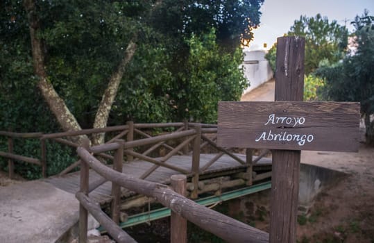 The world shortest international bridge of El Marco. La Codosera district, Extremadura, Spain