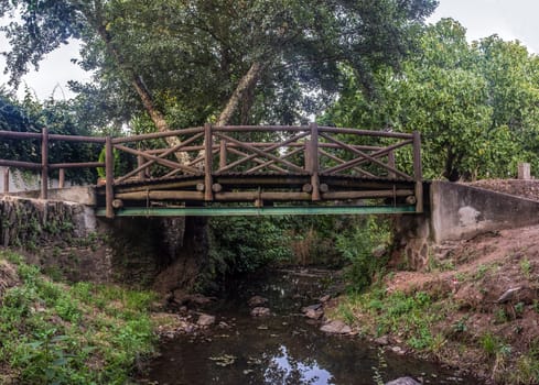 The world shortest international bridge of El Marco. La Codosera district, Extremadura, Spain