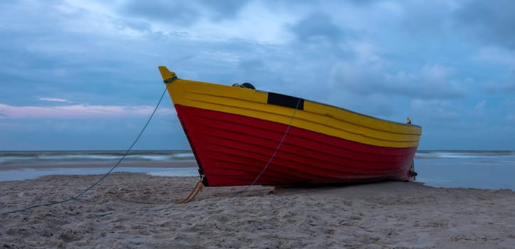 Fishing boat on Polish beach - Debki, Pomerania, Poland